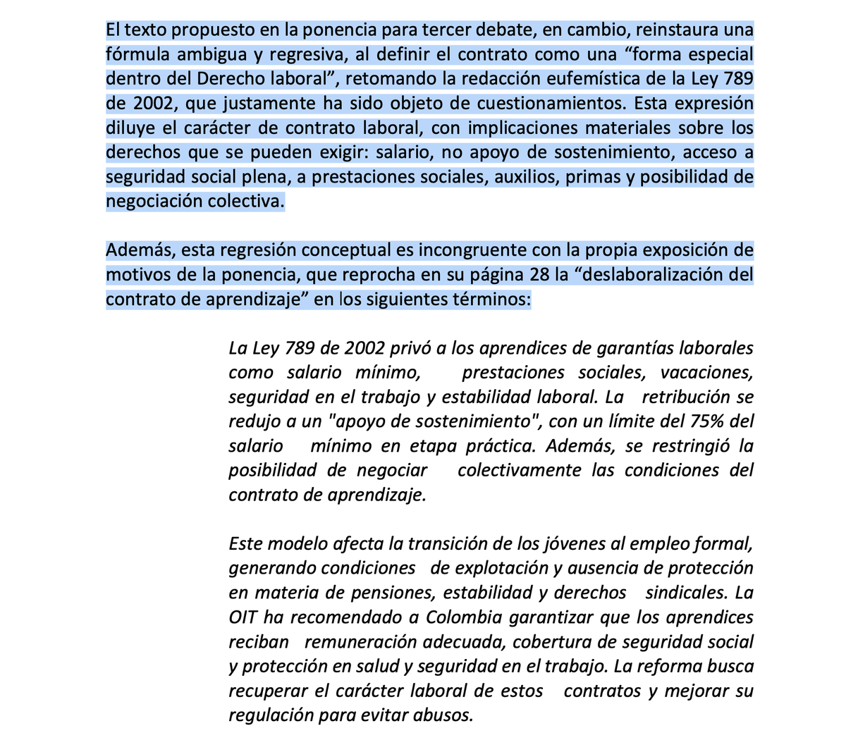 sindesenacol's tweet photo. 2.6. Efecto de lo aprobado en la Comisión IV de @AngelicaLozanoC: 

Concepto del mismo SENA:

"El texto propuesto en la ponencia para tercer debate, reinstaura una fórmula ambigua y regresiva (...) es incongruente con la misma exposición de motivos"

🧵 https://t.co/ZgfppHVsEj