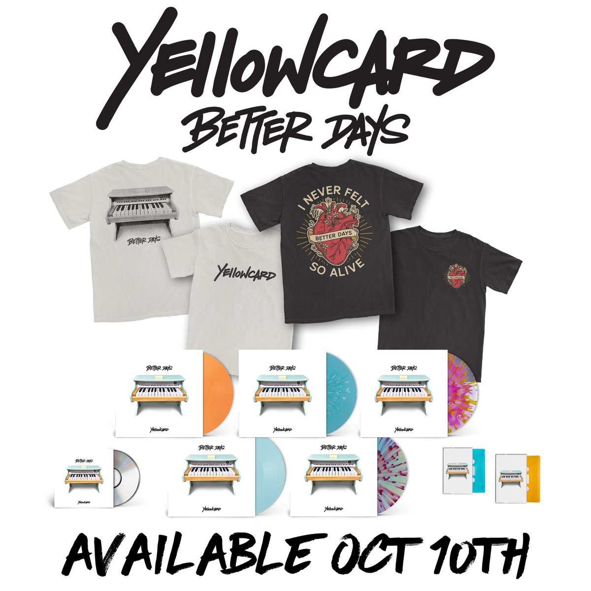 Yellowcard's tweet image. Better Days is available for preorder now at yellowcardband.com! Have you already snagged yours? Let us know what you got in the comments👇