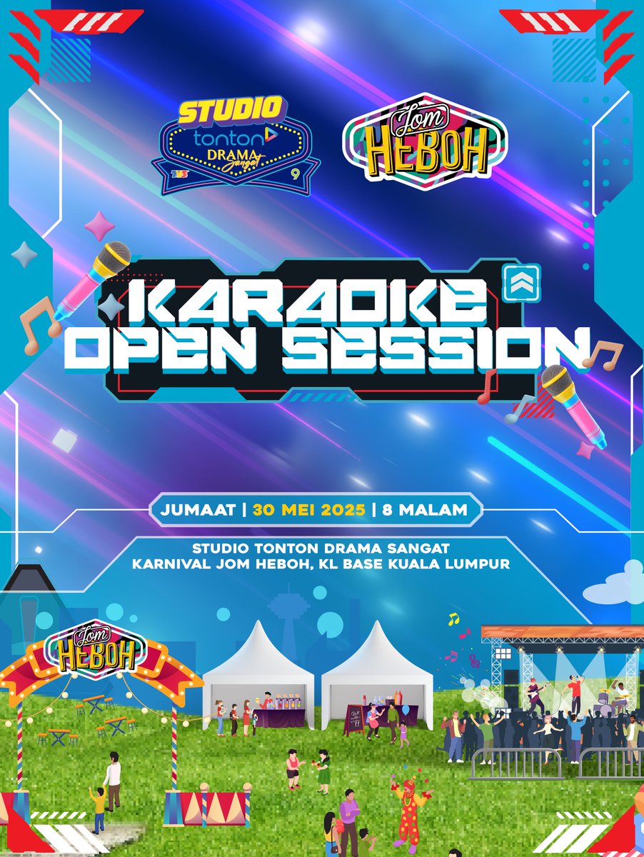 Karaoke Open Session. Serlahkan bakat nyanyian anda disini! Jam 8.00 malam di Studio Tonton Drama Sangat.

Misi : Serbu Pawagam Bermula. #EjenAliTheMovie2 - Filem Aksi Animasi Mempesona, Meledakkan Emosi

#KarnivalJomHeboh #KJH