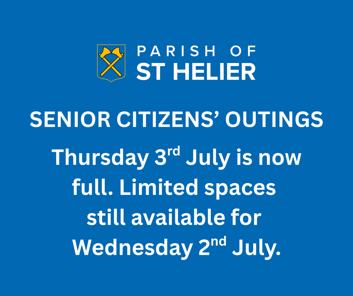 Applications have been coming in fast for places on the Summer Senior Citizens' Outings.

Thursday 3rd July is now full and reservations are closed. 

There are still limited places available on Wednesday 2nd July. Please pop into the Town Hall to reserve your spot.