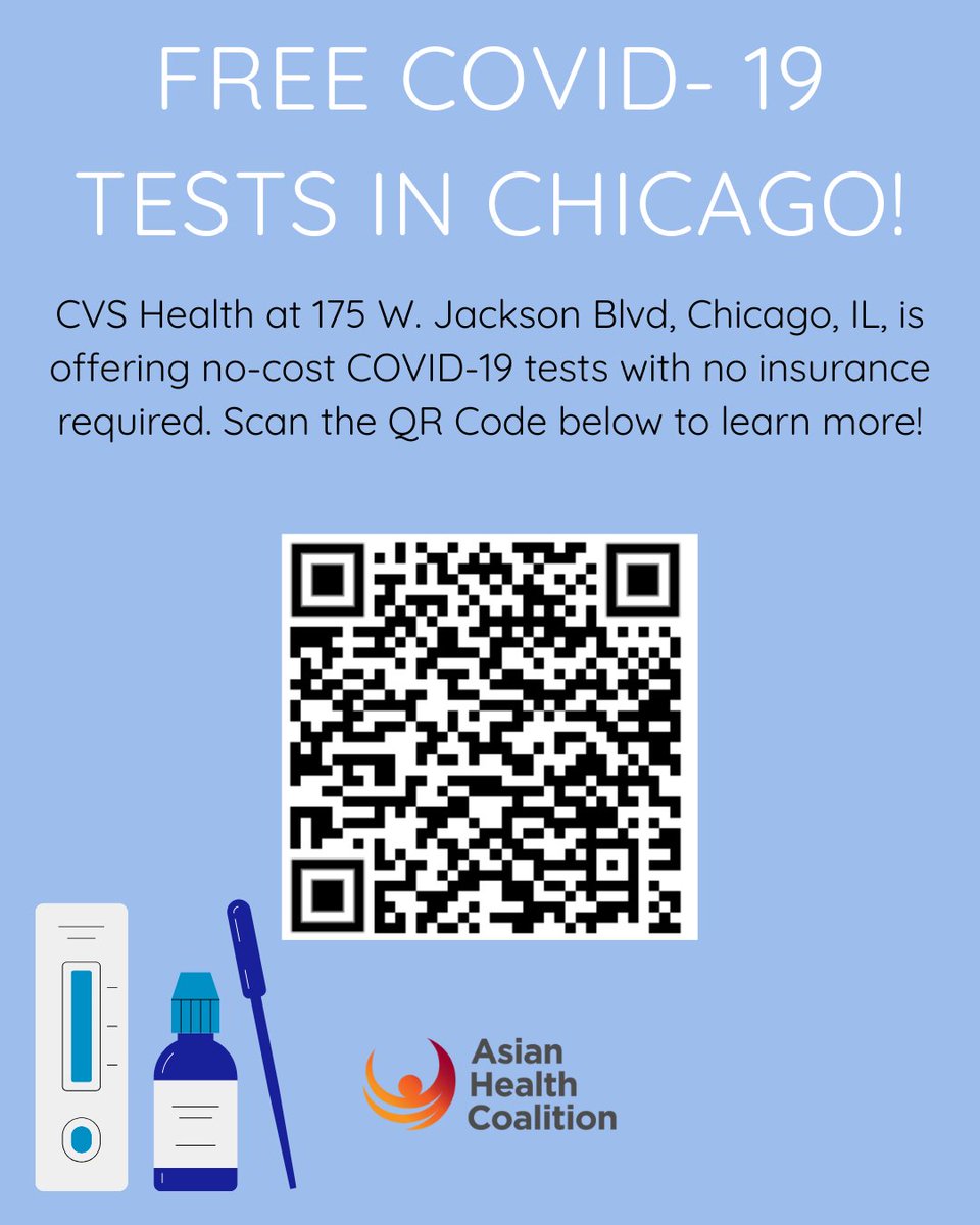 Did you know that you can order free COVID- 19 tests in Chicago? Visit the QR Code above to learn more! #COVID19