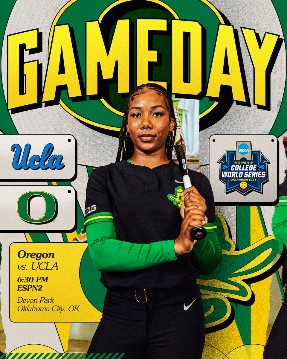 GoDucks (@goducks) on Twitter photo Showtime in OKC.
It's #WCWS gameday for <a href="/OregonSB/">Oregon Softball</a>, as the Ducks take on the Bruins at 6:30 PM PT. #GoDucks Showtime in OKC.
It's #WCWS gameday for <a href="/OregonSB/">Oregon Softball</a>, as the Ducks take on the Bruins at 6:30 PM PT. #GoDucks
