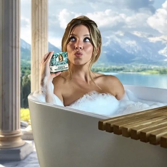 sboficial's tweet photo. Sydney Sweeney colocou à venda 5.000 sabonetes com gotas de sua própria água de banho. https://t.co/moXnblN2vl
