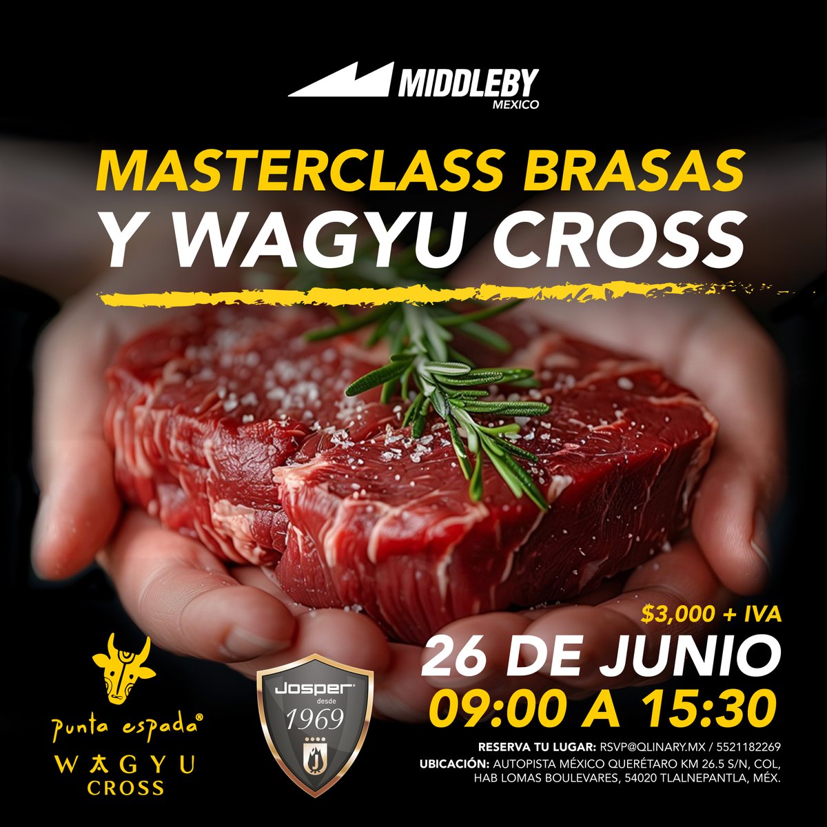 ¡Aprende a cortar, cocinar y elevar cortes menos convencionales de #Wagyu Cross! 🔥

Reserva ahora: bit.ly/masterclass-br…

#Masterclass #Josper #Middleby