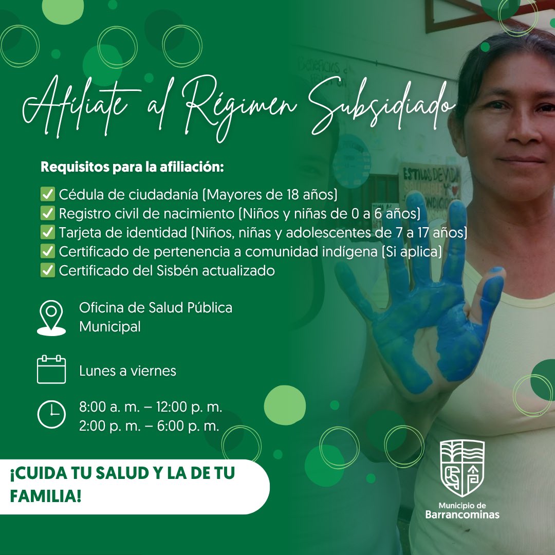 AlBarrancominas's tweet photo. 🔵 ¿Aún no estás afiliado al régimen subsidiado de salud?
¡Este es el momento! 💙

Afíliate fácilmente y accede a servicios de salud gratuitos para ti y tu familia. ✅

#SeguimosAvanzando https://t.co/a2zonwyvGm