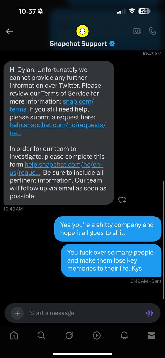 DylanG170's tweet photo. @snapchatsupport really appreciate the support. Oh wait u didnt help me at all! https://t.co/cmTDdvZaGY