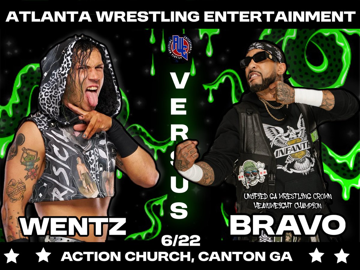 Bad News & Tattoos (@carliebravo) on Twitter photo First time ever. 🔥🔥🔥
WENTZ vs. BRAVO
What better place to do it than in ATLANTA.
Let's get it.
<a href="/ATLWrestling/">Atlanta Wrestling Entertainment</a> First time ever. 🔥🔥🔥
WENTZ vs. BRAVO
What better place to do it than in ATLANTA.
Let's get it.
<a href="/ATLWrestling/">Atlanta Wrestling Entertainment</a>