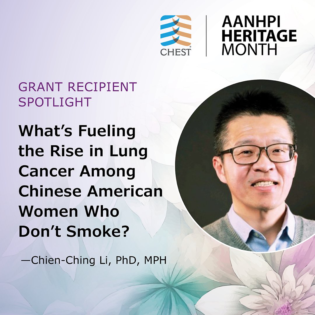 CHEST (@accpchest) on Twitter photo During #AANHPIMonth, we're spotlighting Dr. Chien-Ching Li, a 2023 #CHESTPhilanthropy grant recipient whose research addresses health disparities in #LungCancer among non-smoking Chinese American women.
Learn more: hubs.la/Q03pCnHq0
#HealthEquity During #AANHPIMonth, we're spotlighting Dr. Chien-Ching Li, a 2023 #CHESTPhilanthropy grant recipient whose research addresses health disparities in #LungCancer among non-smoking Chinese American women.
Learn more: hubs.la/Q03pCnHq0
#HealthEquity
