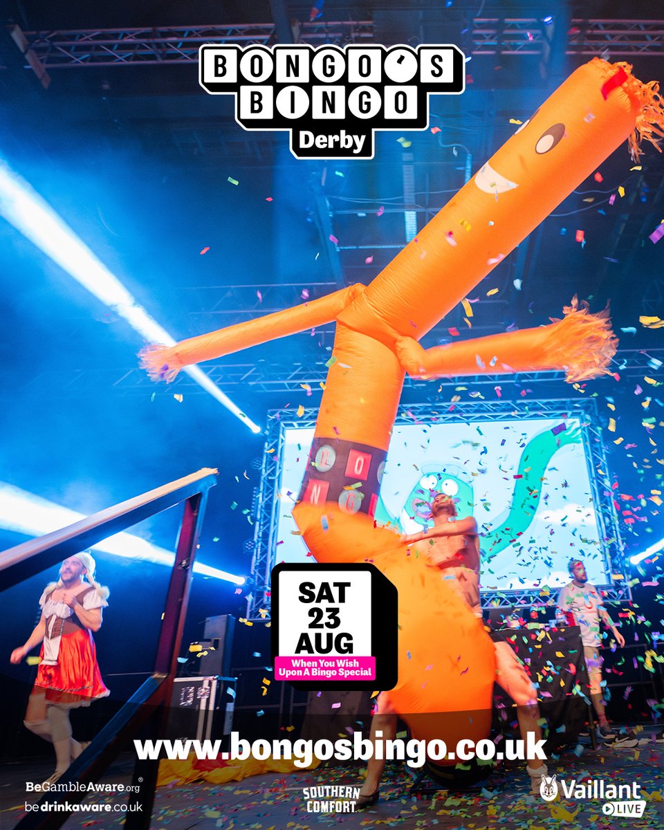 Tickets are now on sale for the next Bongo's Bingo special... When You Wish Upon A Bingo 👑💫

You can expect all the classic #Disney bangers, even madder prizes and just a sprinkle of classic Bongo's mayhem. 

BOOK TICKETS 👉 spr.ly/6010N2puQ