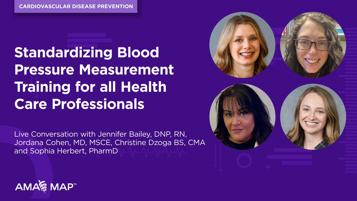 Join us June 3 at 1 p.m. CT and discover the importance of closing the performance gap in blood pressure measurement as #hypertension experts discuss how the AMA educational resources have helped the health care workforce master this skill. Register now! 

amaedhub.org/4jo0pYU
