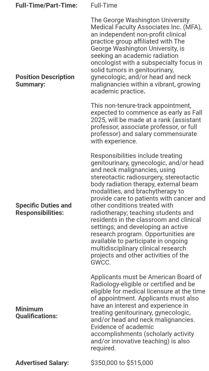 Yuan James Rao (@yuanjamesrao) on Twitter photo Interested in practicing #RadOnc in Washington DC?  We have a faculty position available at George Washington University!  Link below in thread. Interested in practicing #RadOnc in Washington DC?  We have a faculty position available at George Washington University!  Link below in thread.