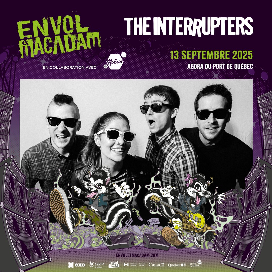 Envol et Macadam (@envoletmacadam) on Twitter photo 🤘 <a href="/TheInterrupters/">The Interrupters</a>
📆 Samedi 13 septembre 2025
📍 Agora du Port de Québec
🎟 envoletmacadam.com/billets/
#envoletmacadam #festival #Envolmonfest #musique #concert #spectacle
#Music #Quebec #Quebeccity <a href="/villequebec/">Ville de Québec</a> #Ska #Punk #Skapunk #TheInterrupters 🤘 <a href="/TheInterrupters/">The Interrupters</a>
📆 Samedi 13 septembre 2025
📍 Agora du Port de Québec
🎟 envoletmacadam.com/billets/
#envoletmacadam #festival #Envolmonfest #musique #concert #spectacle
#Music #Quebec #Quebeccity <a href="/villequebec/">Ville de Québec</a> #Ska #Punk #Skapunk #TheInterrupters