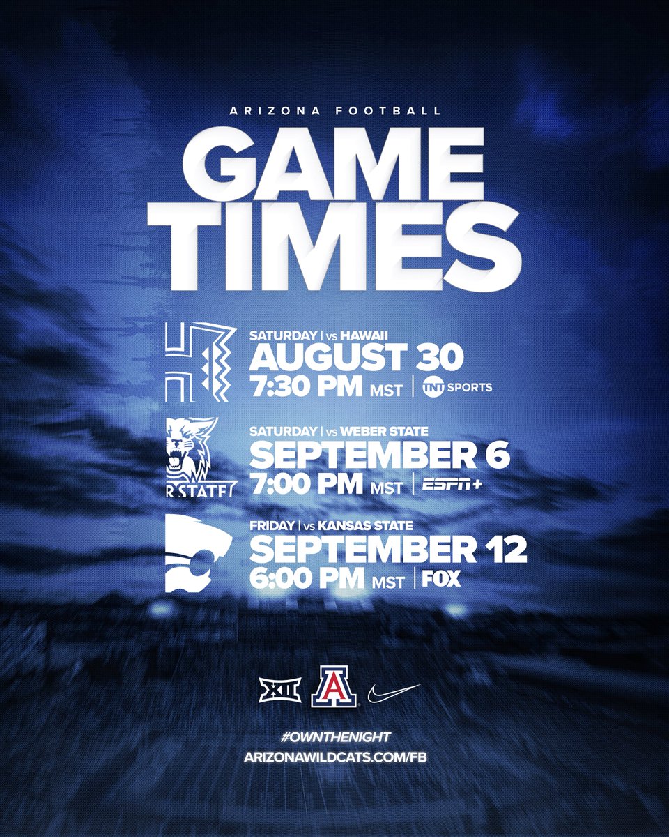 Own the night‼️

Kickoff times for our first 3 games are set!