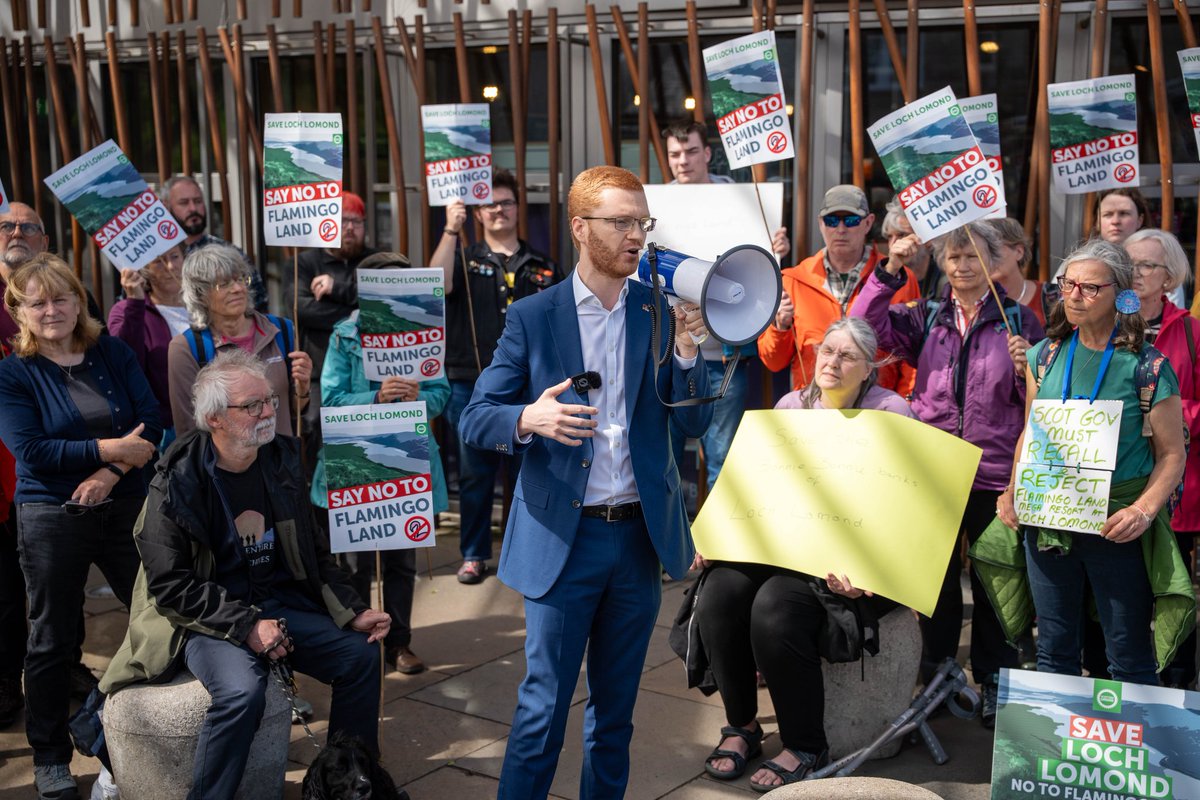 Today the <a href="/scottishgreens/">Scottish Greens</a> challenged the First Minister to recall and reject Flamingo Land's destructive  mega-resort proposals for Loch Lomond. 

Sadly, he would not do so. We need to keep up the pressure and force a U-turn on this catastrophic decision.