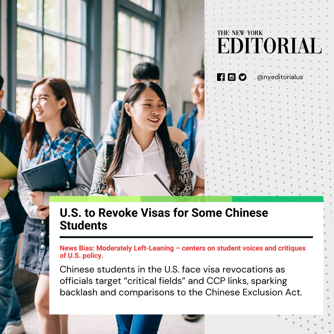 nyeditorialus's tweet image. Chinese students in the U.S. fear deportation after the government moves to revoke visas over national security concerns. Critics call it discriminatory and damaging to global academic exchange.

#StudentVisa #USChina #HigherEdPolicy

Read more at thenewyorkeditorial.com