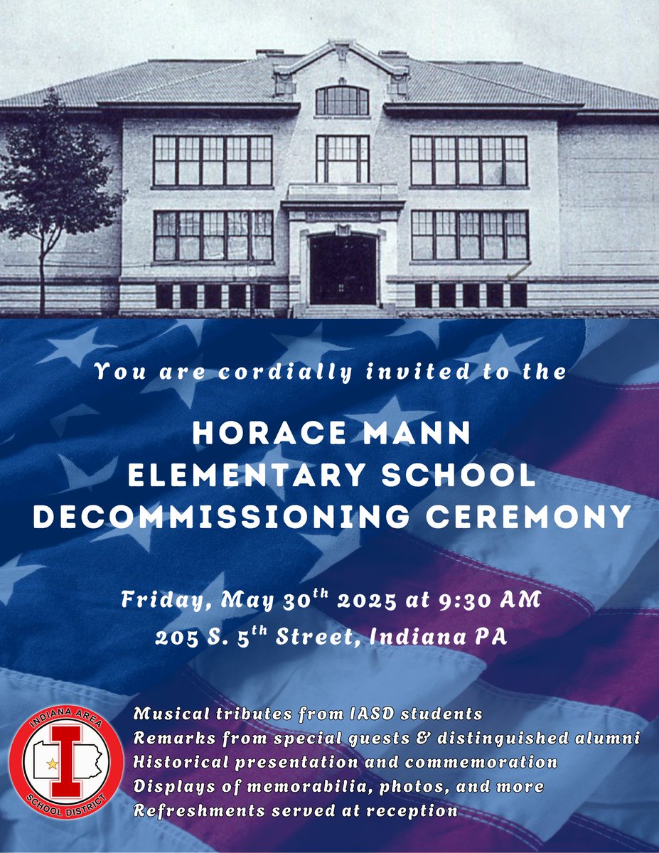 The official decommissioning of Horace Mann Elementary School will be held tomorrow morning May 30th at 9:30 am at 205 S. 5th Street. Everyone in the community is invited to attend the ceremony. Refreshments will be served at the reception!
edl.io