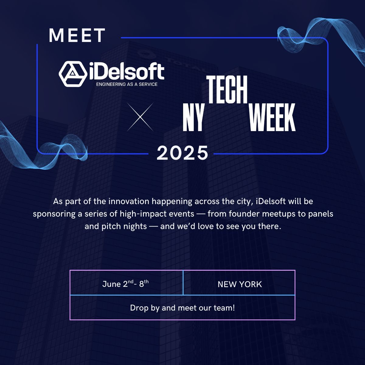 We’re excited to share that iDelsoft Team will be attending #NYTechWeek, happening June 2-8th!

🤝 Want to connect? We're partnering with Rocket Mixer to support 3 events. RSVP while spots last.

lu.ma/ii3gjq2o?tk=uT…
lu.ma/x1g60w8i
lu.ma/ty7rnifb