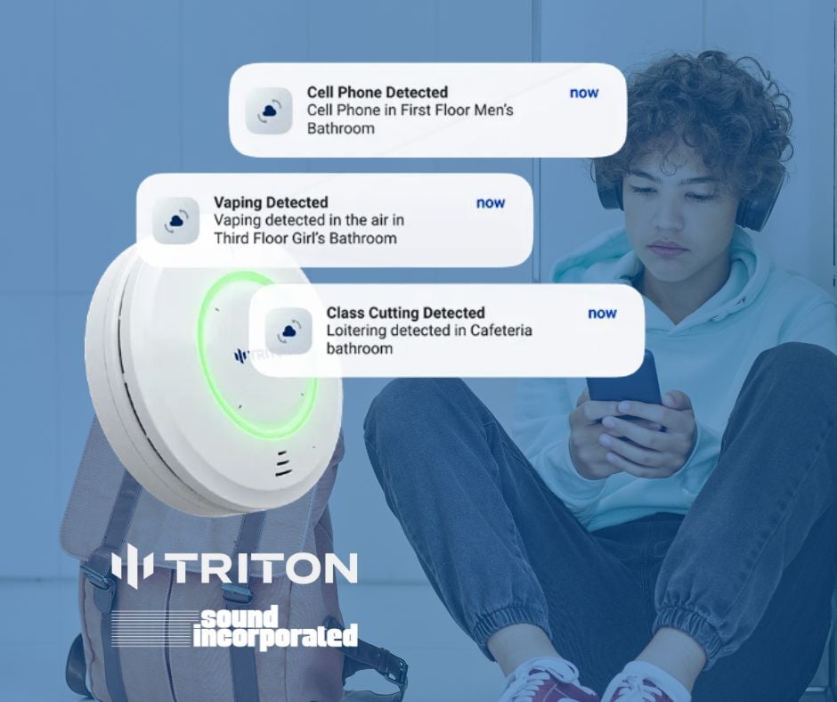 SoundIncIL's tweet image. @SensorsTriton is more than a vape detector—it&apos;s a complete school safety platform.

✔️ Vape &amp;amp; THC
✔️ Loitering &amp;amp; crowding
✔️ Aggression &amp;amp; keyword alerts
✔️ Gunshots and more

Learn more: hubs.ly/Q03pJhV00

#SchoolSafety #VapeDetection #CampusSecurity #SafeSchools #SoundInc