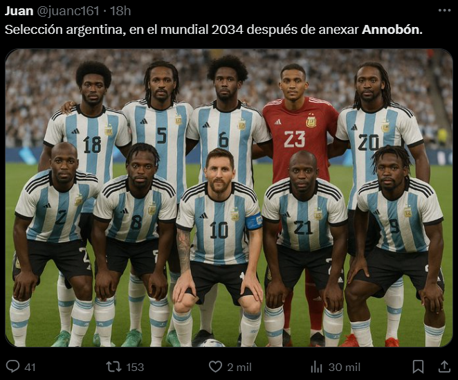 Ama_giBay's tweet photo. La mayoría de la gente ignoró la noticia.

Así que estudié las reacciones en Argentina al pedido de Annobón para ser parte del país.

¿Y qué encontré?

Un espejo brutal de lo que somos como sociedad: https://t.co/G0IJdGhgqb