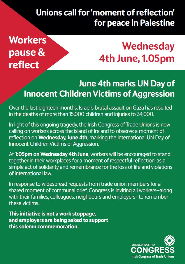 IFUT - Dublin City University (@ifut_dcu) on Twitter photo Please join us Wed 4th June, 1.05pm on the All Hallows Campus in front of Drumcondra House for this moment of reflection.
<a href="/irishcongress/">Irish Congress (ICTU)</a> Please join us Wed 4th June, 1.05pm on the All Hallows Campus in front of Drumcondra House for this moment of reflection.
<a href="/irishcongress/">Irish Congress (ICTU)</a>