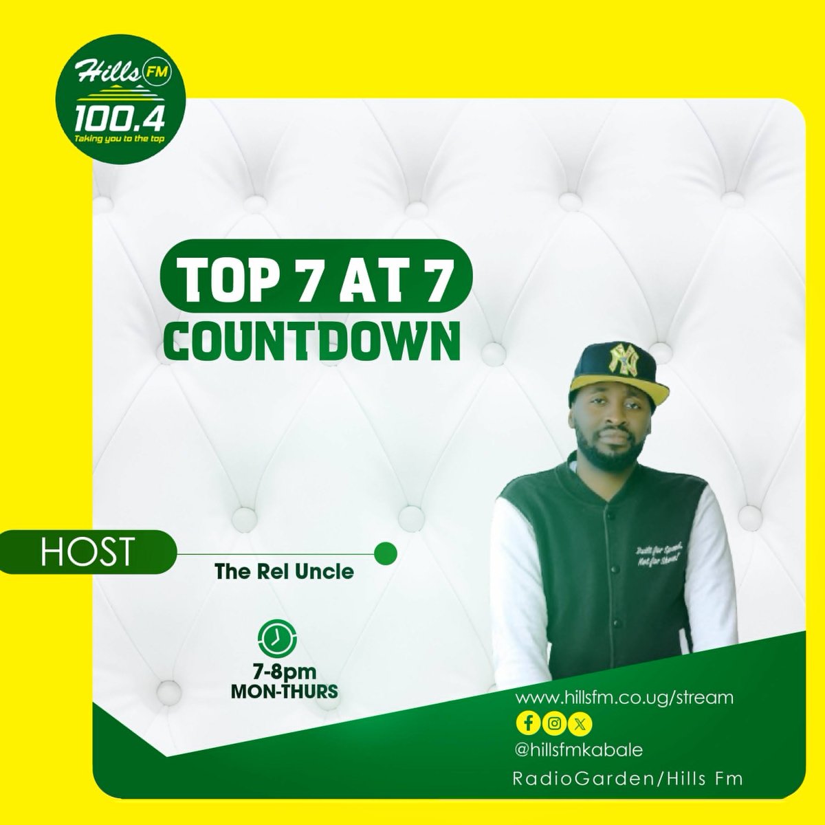 hillsfmkabale's tweet photo. The TOP 7 at 7 Countdown with @RealUncle13is in till 8pm. Powered by @roketelkomug and #Bond7 #OurBond #OurDrink #OurFlow #ExtraSmooth #RokeAt18 #LiveTheRokeLife #HillsfmTop7At7 #Top7At7WithTheRealUncle #freshhitsforkigezi #takingyoutothetop https://t.co/5HisaKDphf