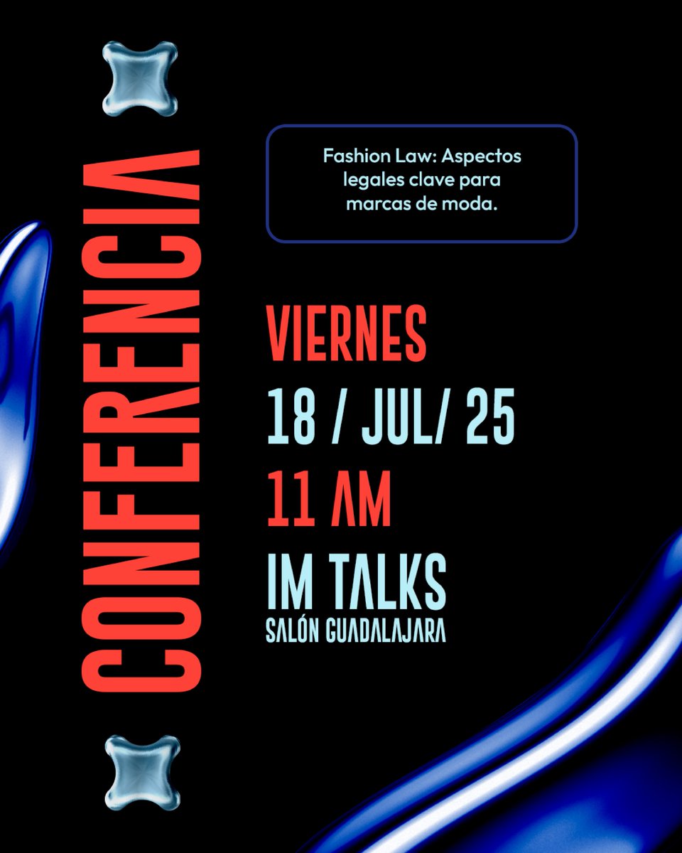 Intermoda's tweet image. En el mundo de la moda, el estilo no lo es todo: proteger legalmente tu marca, tus diseños y tus relaciones comerciales puede marcar la diferencia entre crecer o quedarte atrás.
🗓️ Viernes 18 de mayo
🕚 11:00 AM
📌 IM Talks | Salón Guadalajara
#IMTalks #Intermoda