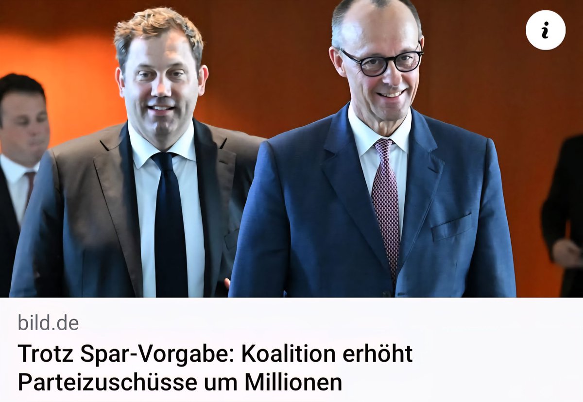 Uns Bürgern sagt Merz, wir sollen mehr arbeiten, weil kein Geld da ist. Weitere Millionen für Parteien gibt es aber. Fühlt sich da keiner betrogen?