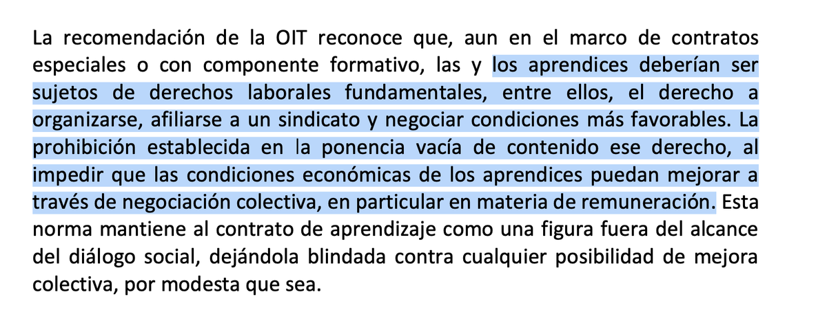 sindesenacol's tweet photo. 3.2. OJO, ¿Qué dice la Recomendación 208 de la OIT sobre aprendices?

Al perder el CLCA los aprendices son excluidos de los beneficios que los trabajadores de la empresa hayan logrado en convenciones colectivas y les privan del derecho a sindicalizarse.

🧵 https://t.co/E7EdUhbEU1