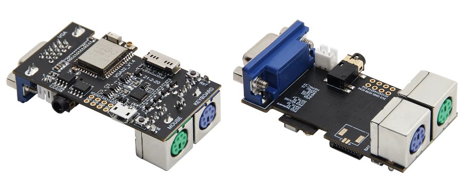 Wkr's tweet image. Ya tengo en mi poder esta plaquita clon de la Lilygo TTGo VGA32 (FabGL). Mañana procederemos a montar un #ESPectrum zxespectrum.speccy.org He conseguido los adaptadores PS/2 a USB. Ahora tengo que encontrar el adaptador de VGA a HDMI. O sino, en el curro tengo entretenimiento.