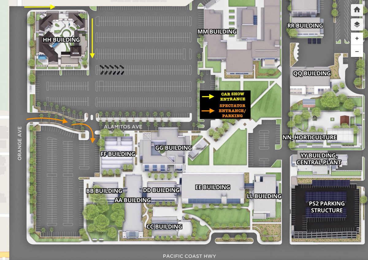 SoCalEVs's tweet image. There are a few clubs that going to pre-meet in the spectator lot (orange) then drive in together through the Car Show entrance (yellow.) Everyone have your QR Code ready for check-in. #EVfest