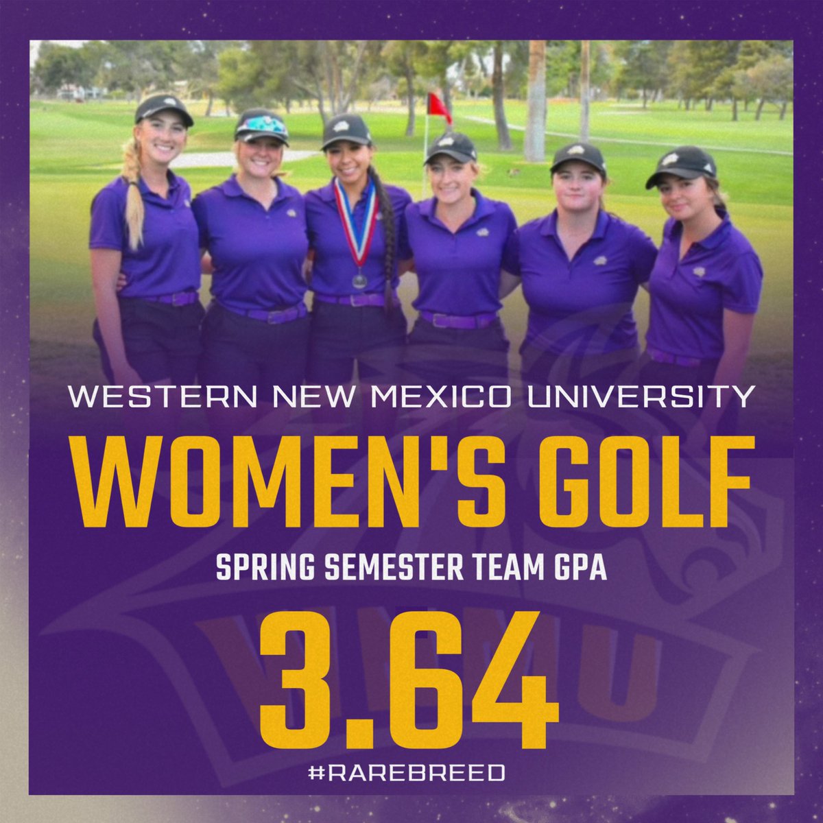 📘🏌️‍♀️ Dialed in on the greens and the grades
Women’s Golf locked in a 3.64 GPA.
Discipline. Focus. Mustang standard.
#WNMUGolf #RareBreed #BrainsAndBirdies #GoMustangs