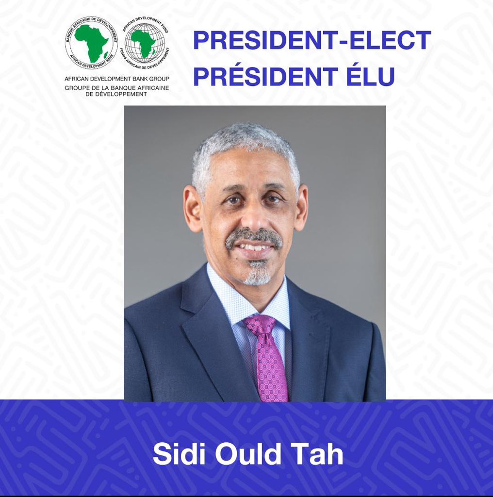 CORET (@coretherders) on Twitter photo Congratulations to the President-elect of the <a href="/AfDB_Group/">African Development Bank Group</a> Dr. Ould Sidi Tah. We look forward to deepening our cooperation, collaboration and efforts for the benefit of #Africa. Congratulations <a href="/sidiouldtah/">Sidi Ould Tah</a> Congratulations to the President-elect of the <a href="/AfDB_Group/">African Development Bank Group</a> Dr. Ould Sidi Tah. We look forward to deepening our cooperation, collaboration and efforts for the benefit of #Africa. Congratulations <a href="/sidiouldtah/">Sidi Ould Tah</a>