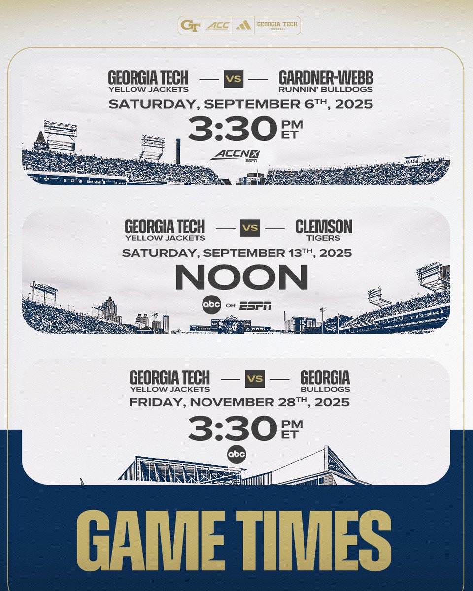 Georgia Tech Football (@georgiatechfb) on Twitter photo ๐๐๐๐ ๐๐๐๐ ๐๐๐๐๐ ๐ 
๐ฐ: buzz.gt/GWClemUGA25
๐๏ธ: buzz.gt/25FBTixInfo 
#StingEm ๐ ๐๐๐๐ ๐๐๐๐ ๐๐๐๐๐ ๐ 
๐ฐ: buzz.gt/GWClemUGA25
๐๏ธ: buzz.gt/25FBTixInfo 
#StingEm ๐
