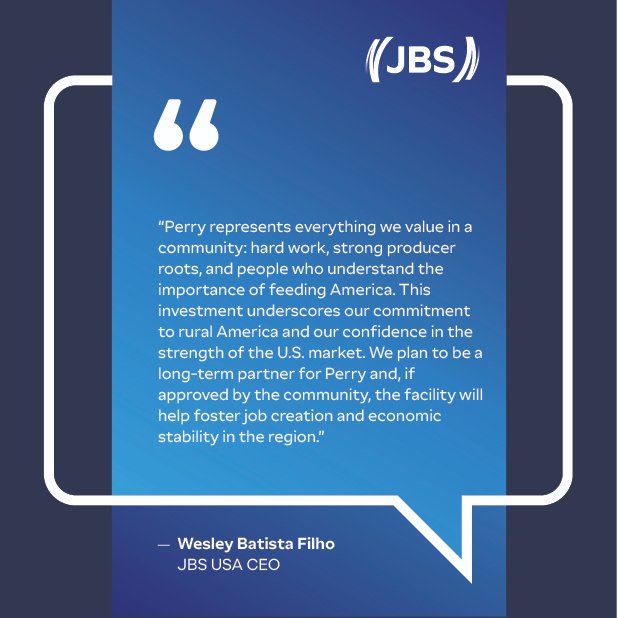 $135 million invested. 500 direct jobs created.  4+ million people fed. These numbers represent our commitment to strategic growth and a long-term commitment to Iowa farmers, workers, and communities. Learn more about our investment in Perry, IA here: jbsfoodsgroup.com/articles/jbs-u…