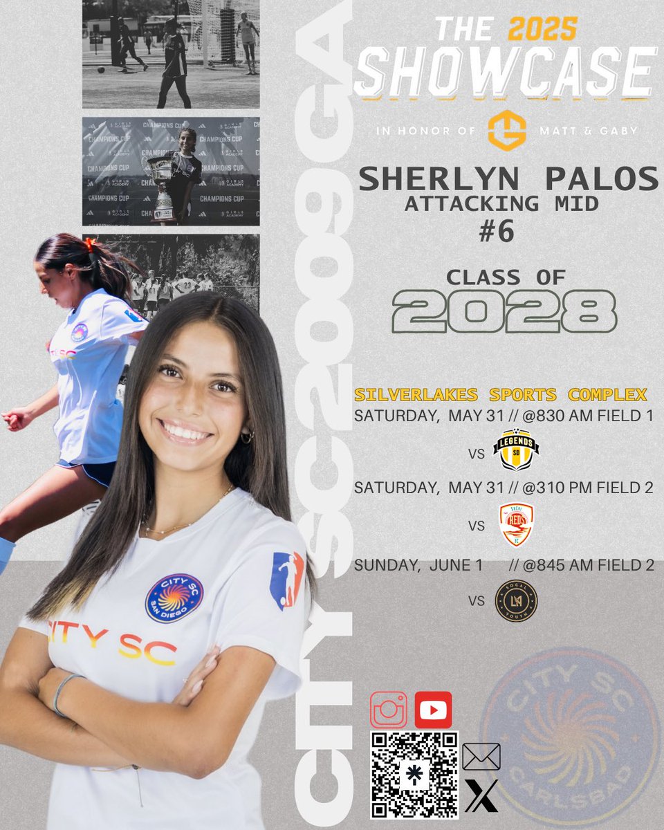 Chepy (@sherlynpalos) on Twitter photo I’m ready to compete this weekend at the Legends Showcase👏🏼
Game details below - see you there🫵🏼
<a href="/ourcitysc/">City SC</a> <a href="/GAcademyLeague/">Girls Academy</a> <a href="/YoJaffe/">Aaron Jaffe</a> <a href="/ImCollegeSoccer/">College Soccer Truth ™</a> <a href="/PrepSoccerCA/">Prep Soccer California</a> <a href="/TheSoccerWire/">SoccerWire</a> <a href="/TopDrawerSoccer/">TopDrawerSoccer</a> I’m ready to compete this weekend at the Legends Showcase👏🏼
Game details below - see you there🫵🏼
<a href="/ourcitysc/">City SC</a> <a href="/GAcademyLeague/">Girls Academy</a> <a href="/YoJaffe/">Aaron Jaffe</a> <a href="/ImCollegeSoccer/">College Soccer Truth ™</a> <a href="/PrepSoccerCA/">Prep Soccer California</a> <a href="/TheSoccerWire/">SoccerWire</a> <a href="/TopDrawerSoccer/">TopDrawerSoccer</a>