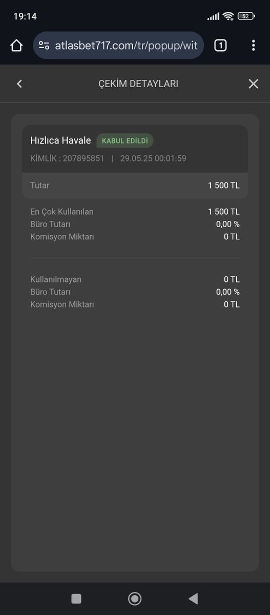 Teşekkürler atlasbet çekimim anında geldi kullanıcı adı Sefaipek19