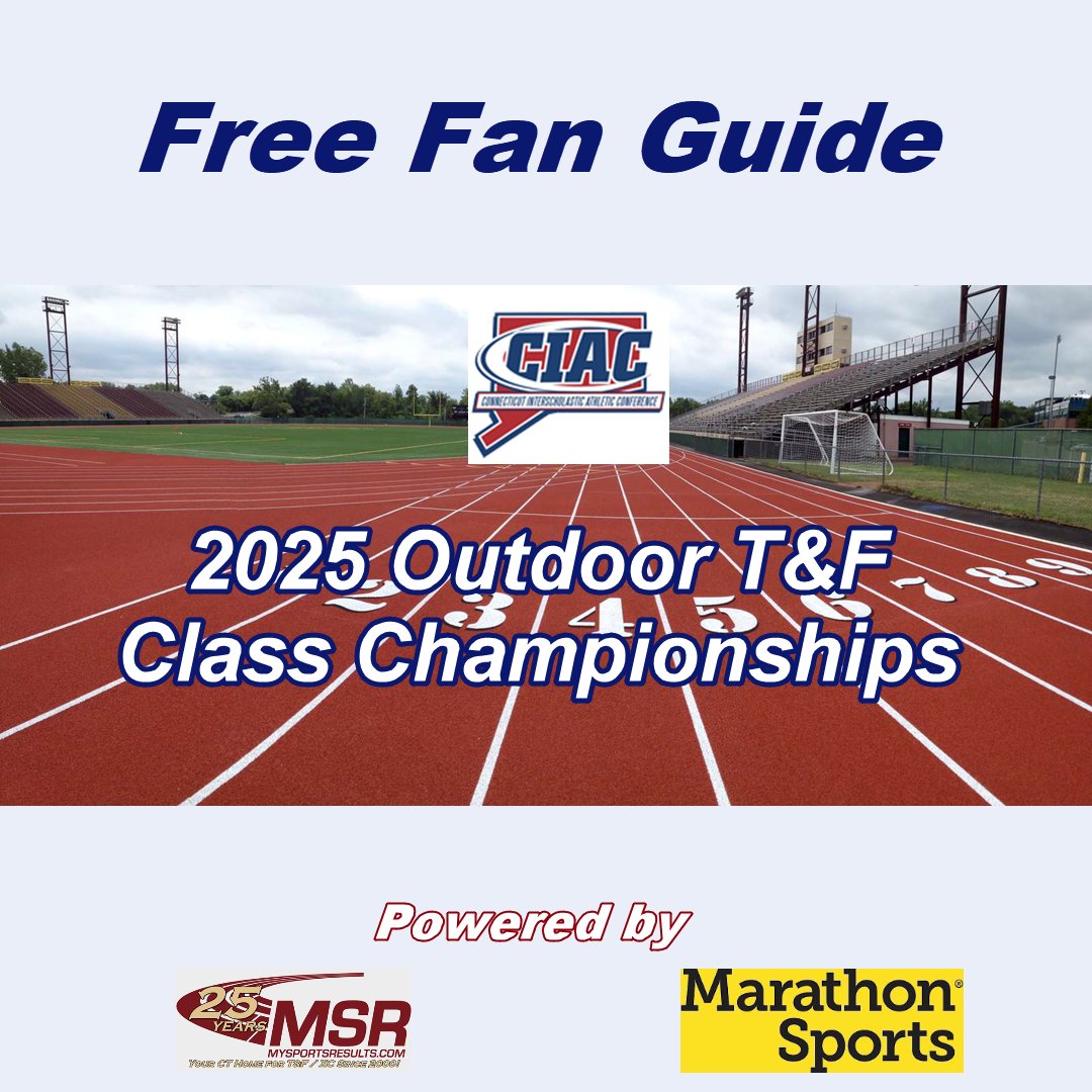 MSR helps you get ready for this weekend with our FREE Fan Guide to the 2025 CIAC Outdoor T&amp;F Class Championships bit.ly/3FCQ9xT <a href="/TheRunningAcad/">The Running Academy</a> <a href="/runnerspace/">RunnerSpace</a> <a href="/DyeStat/">DyeStat</a> <a href="/AthleticdotNet/">AthleticNET</a> <a href="/ciacsports/">CIAC Sports</a> <a href="/CTHSCA/">CHSCA</a> <a href="/GoECCAthletics/">ECC Athletics</a> <a href="/fciac/">FCIAC</a> <a href="/NVL_Athletics/">NaugValleyLeague</a> <a href="/swc_sports/">SWC Sports</a> <a href="/_SLC_Athletics/">Shoreline Athletic Conference</a>