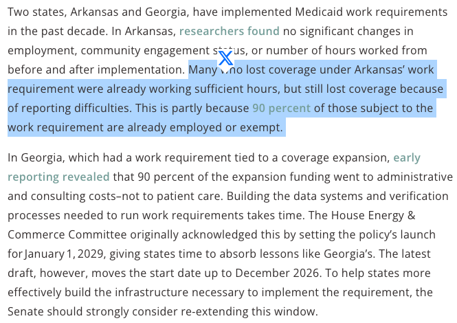 NiskanenCenter's tweet photo. Medicaid work requirements don't work. 

Two states have already tried it. https://t.co/EJr8CbC3dn