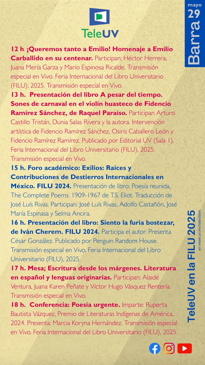 Acompáñanos a la FILU 2025. #SomosTeleUV uv.mx/television