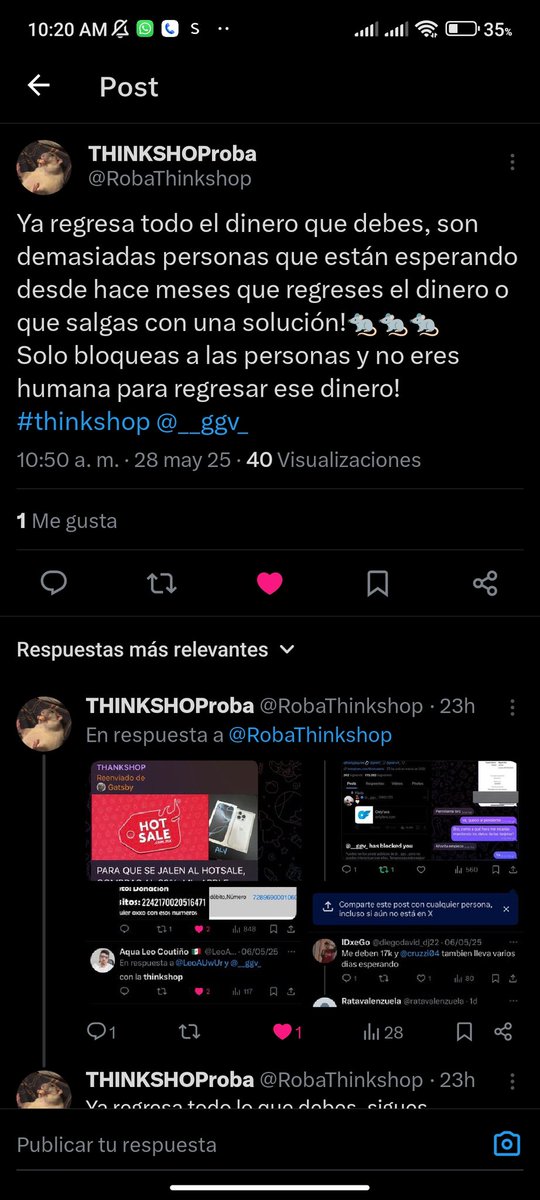 _Spiss's tweet photo. @RobaThinkshop @__ggv_  banda andan estafando a la gente está morra porque creo que al parecer no le va muy bien en su only  y el bato que le andan jugando al vrg y es el que maneja su disque tienda en línea ahí por si gustan mandarles mensaje para que regresen todo el dinero https://t.co/NVO5z3faQL