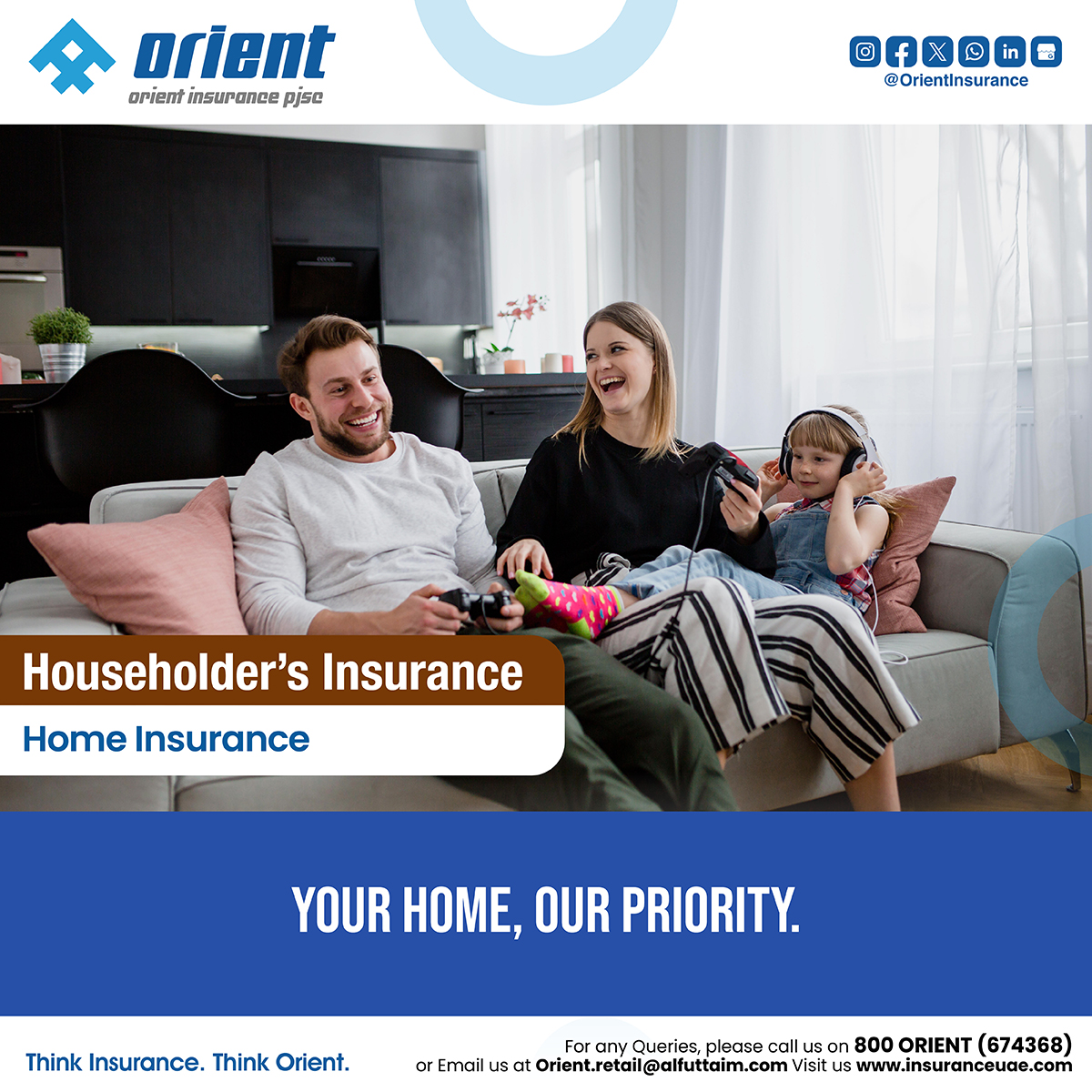 Get comprehensive home insurance at the click of a button with Orient! Covering natural calamities, theft, fire and more. Tenants and home owners covered. Terms and conditions apply. 
Buy now: zurl.co/MU5vS 
#HomeInsurance #SafetyFirst #OrientInsurance