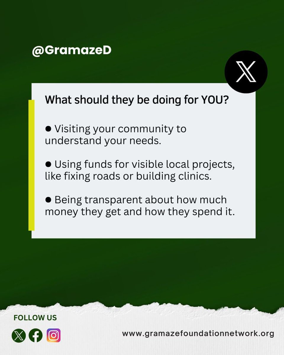 superstasurgeon's tweet photo. I and my team at @GramazeD Gramaze Organization are well aware that the task of building stronger communities does not lie only in building infrastructures but also on educating the citizenry about the responsibilities of their leaders. 

Many people vote but don’t know what their leaders are supposed to do. It’s time we break that cycle.

We’re committed to raising awareness on what each PUBLIC SERVANT from the local government chairmen to the senators—should be delivering. We believe an informed citizenry is a powerful force for accountability and good governance.

Let’s raise citizens who know their rights and demand better. 

#Accountability #CivicEducation #GoodGovernance