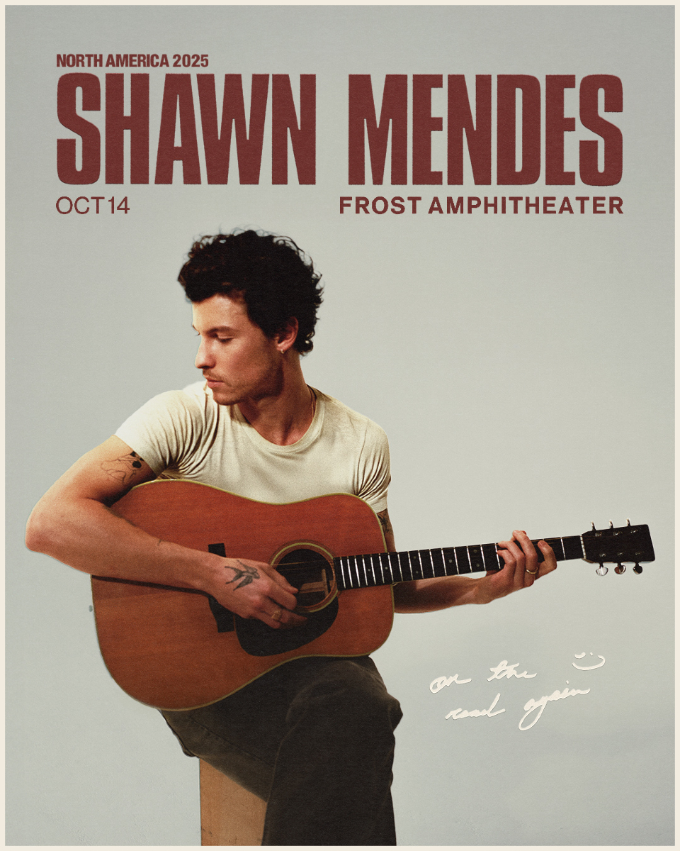 Shawn Mendes – On The Road Again at Frost Amphitheater on Oct. 14! Tickets on sale Friday, June 6 at 10am 💚