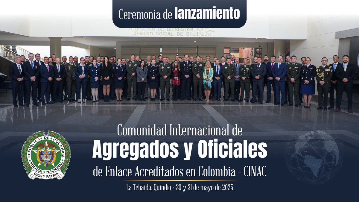 En el marco del fortalecimiento de la #CooperaciónInternacional, realizaremos el lanzamiento de la Comunidad Internacional de Agregados y Oficiales de Enlace acreditados en Colombia (CINAC), una iniciativa que busca promover el trabajo colaborativo entre cuerpos policiales,