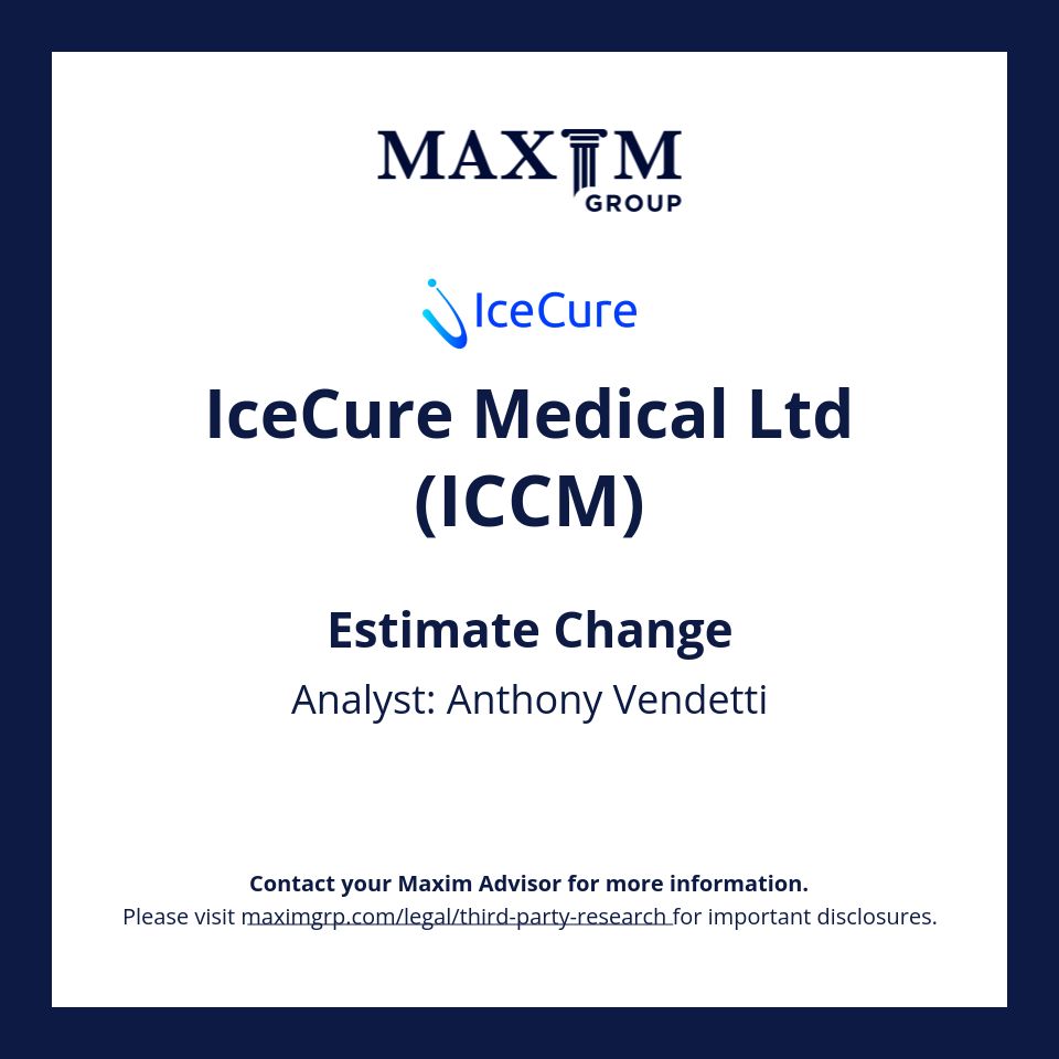 Maxim Group LLC (@maximgrp) on Twitter photo Please email: rep@maximgrp.com
To receive: Maxim Group - Morning Minutes / Maxim Group - Equity Research
IceCure Medical Ltd. $ICCM covered by Anthony Vendetti
Visit buff.ly/4ehPTR6 for important disclosures. Please email: rep@maximgrp.com
To receive: Maxim Group - Morning Minutes / Maxim Group - Equity Research
IceCure Medical Ltd. $ICCM covered by Anthony Vendetti
Visit buff.ly/4ehPTR6 for important disclosures.