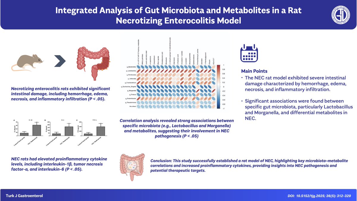 🔬 Insights from experimental models in our May issue

This study presents an integrated analysis of gut microbiota and metabolite profiles in a rat model of necrotizing enterocolitis (NEC). The findings highlight microbiome–metabolite interactions that may contribute to NEC