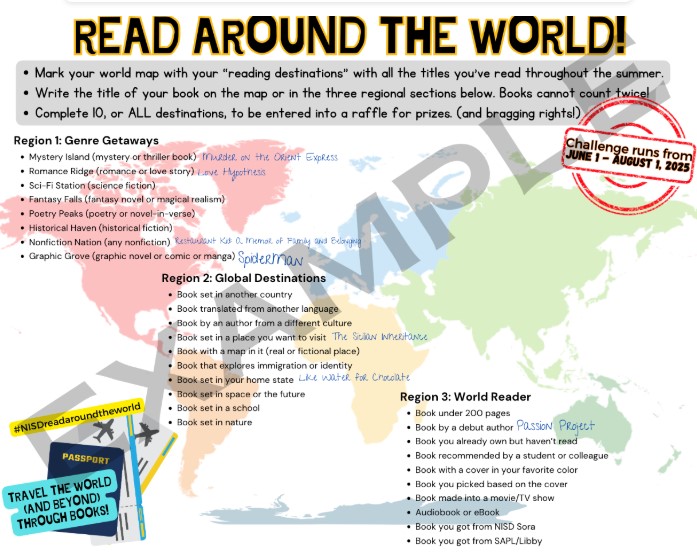 NISD MVE Library (@librarymve) on Twitter photo NISD staff <a href="/NISDMeadowVill/">Meadow Village ES</a> -read around the world and be entered into a raffle for a literary basket ($100). 😎😎 Check out: …dsummerreadingchallenge.my.canva.site for more info. NISD staff <a href="/NISDMeadowVill/">Meadow Village ES</a> -read around the world and be entered into a raffle for a literary basket ($100). 😎😎 Check out: …dsummerreadingchallenge.my.canva.site for more info.