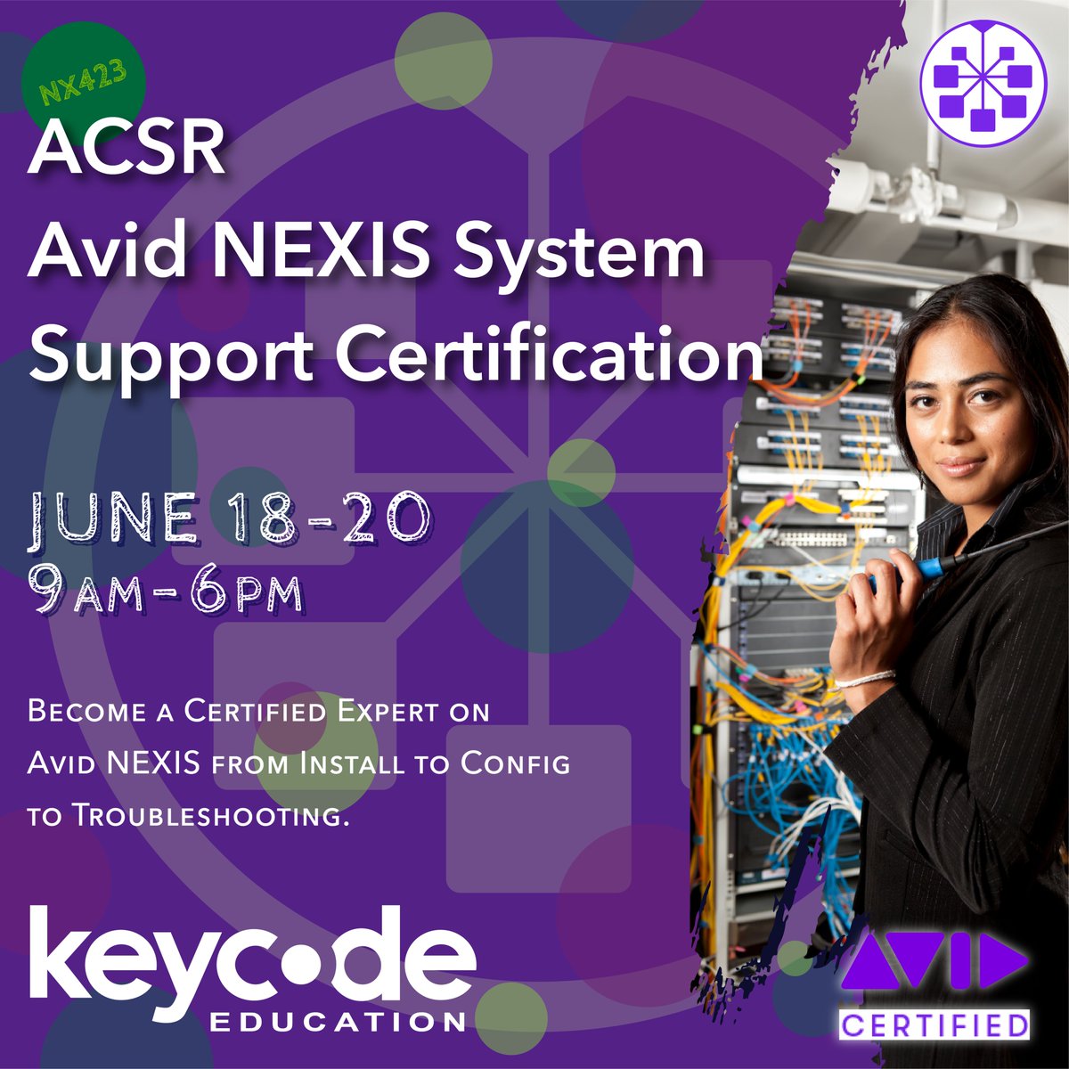 KeyCodeEducate's tweet image. 🌟 Gain hands-on expertise w/ @Avid #NEXIS storage solutions & become part of the global network of #AvidCertifiedSupportRepresentatives w/ our NX423 #ACSR Course!
@MPEG700-Get FULL reimbursement thru CSATF: bit.ly/4dv9nCm
Reserve your spot:
🐸 bit.ly/3MbeNpB