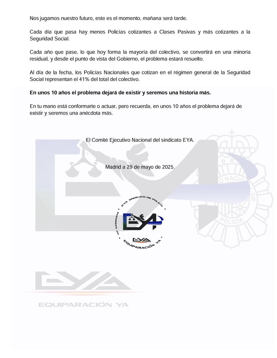 EYAPolicia's tweet image. A continuación comunicado sobre la sentencia del Tribunal Supremo y la #Profesión de Riesgo #EquiparacionYa #ConflictoColectivo 

⚠️⚠️⚠️‼️
Hoy a las ⏰ 19:15
🎙️Entrevista al portavoz del sindicato EYA, hablando también sobre la sentencia 

⬇️⬇️⬇️⬇️⬇️

youtu.be/v_K7N45c4Kc