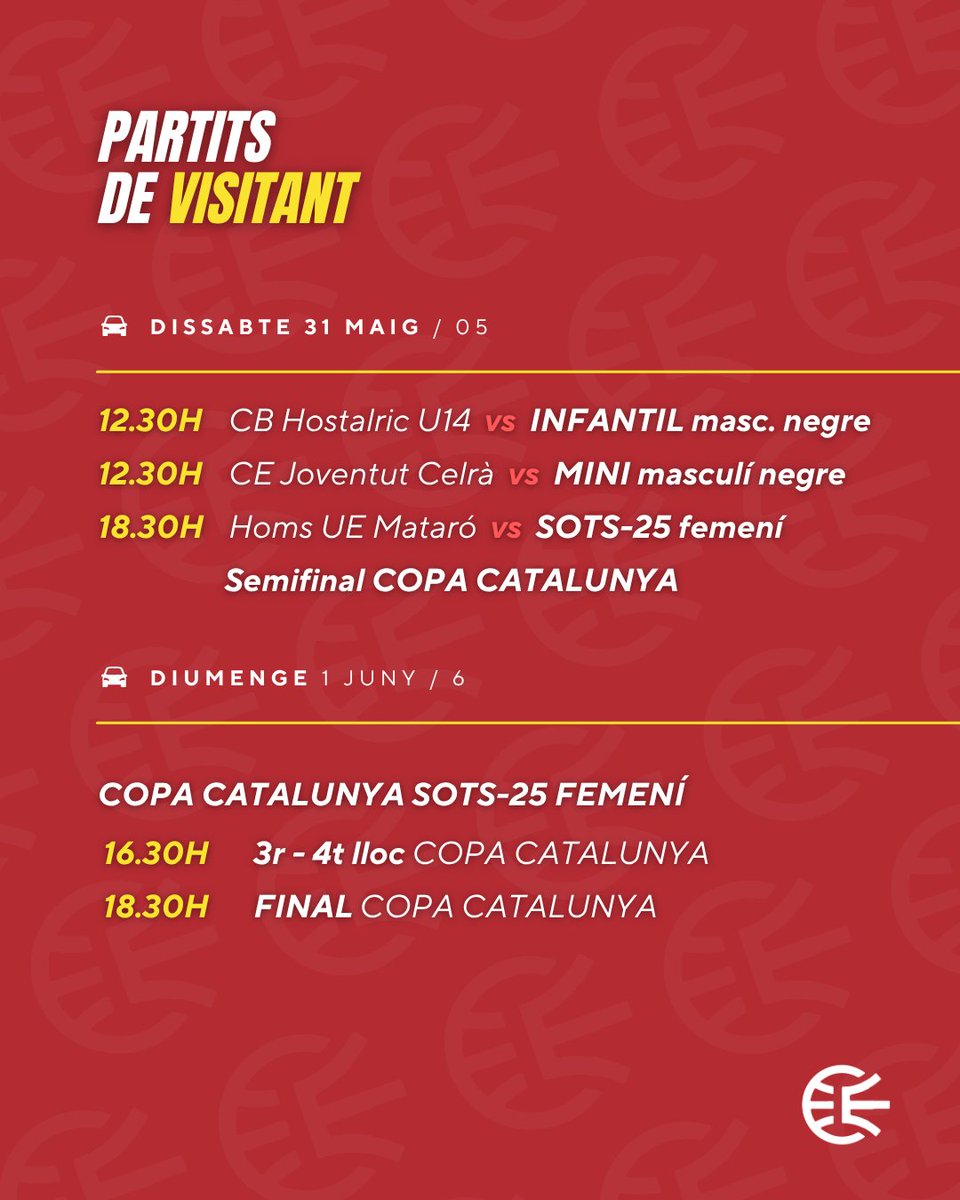 Arribem al tram final de la temporada de partits de competició oficial 🖤❤️

👉🏼 Només quedarà el partit de l'Infantil Masculí Negre del pròxim 7 de juny.

🚀 De moment, aquest són els partits d'aquest cap de setmana!!! 💪🏼🏀

Som-hi, <a href="/cbescolapies/">CB Escolàpies Figueres</a> ❤️🖤

#cbescolapies